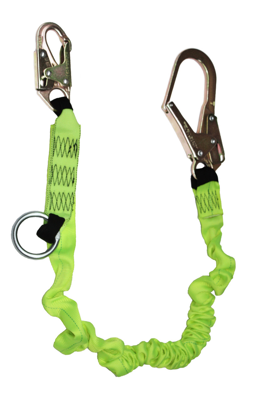 SafeWaze PRO 6' Stretch Internal Energy Absorbing Lanyard: O-ring, Rebar Hook