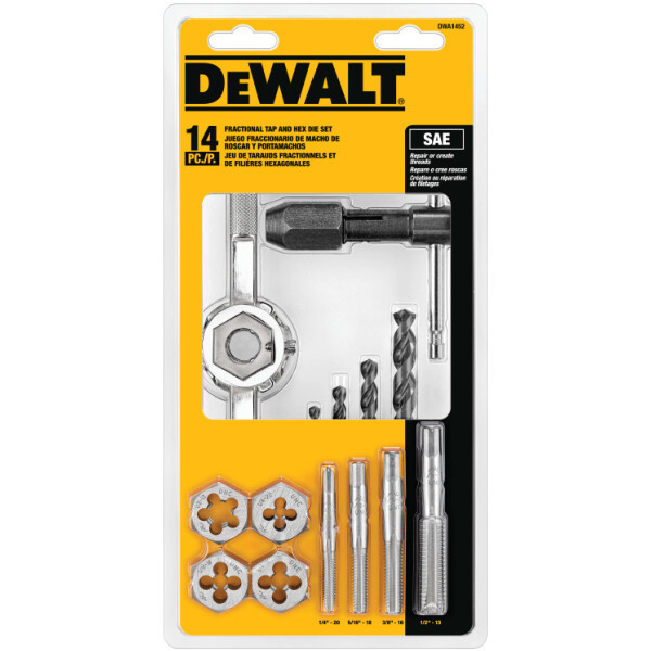 DEWALT 14Pc Frac Tap & Lg Hexagon Die Set