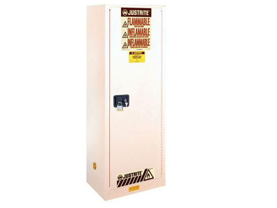 22 Gallon, 3 Shelves, 1 Door, Manual Close, Flammable Cabinet, Sure-Grip® EX Slimline, White - 892205