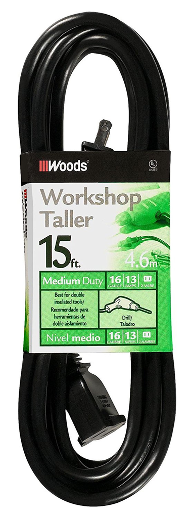 Woods CORD SET, 16/2 15' SJTW BLACK