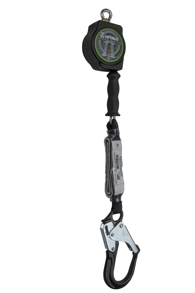 SAFEWAZE Latitude HD 10' Single Cable SRL: Carabiner, Alu Rebar Hook  (P/N SW8008-10-ALU-RBH)