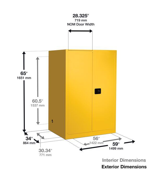 110 Gallon, 2 Drum Vertical, 1 Shelf, 2 Doors, Self Close, Flammable Cabinet With Drum Support, Sure-Grip® EX, Red - 899101