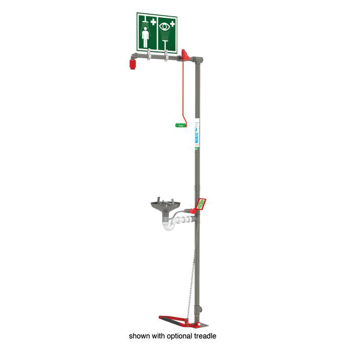 Floor Mount, Stainless Steel Open Bowl, Hughes Combination Shower, Stainless Steel Pipe, Top Inlet - 18GS85G