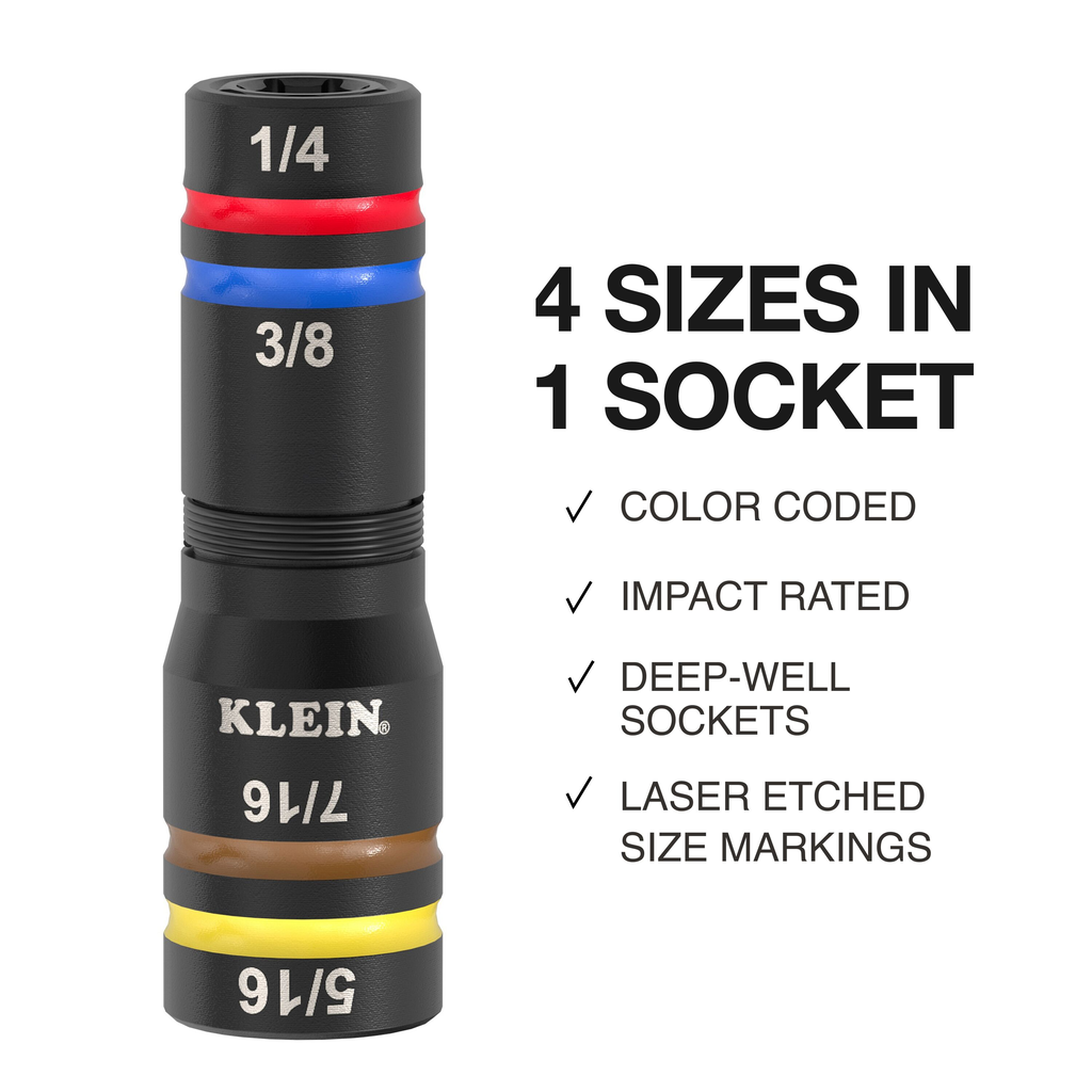 KNECT™ Quad-24 Heavy-Duty Impact Flip Sockets, SAE and Metric, 9-Piece