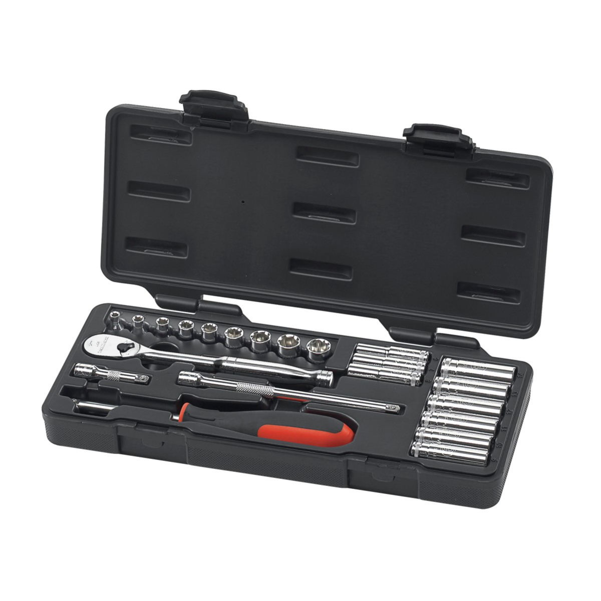 22 Pc. 1/4" Drive Metric Socket Set (Standard/Deep)