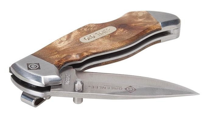 GREENLEE Drop Point Pocket Knife, Wood