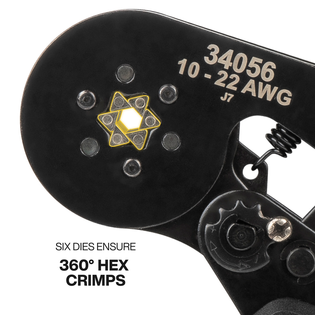 Ratcheting Ferrule Hex Crimper, 10 to 22 AWG Wire