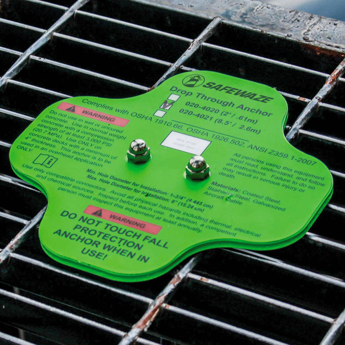 SafeWaze 2' Drop-Through Cable Anchor 