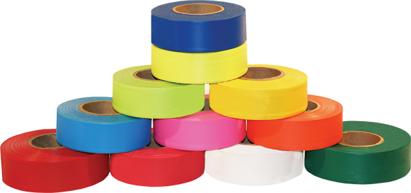 Electro-Tape 1 3/16" (30 mm) x 150 ft Flagging Tape - High Visibility (Glow) PVC - Yellow 12/CS
