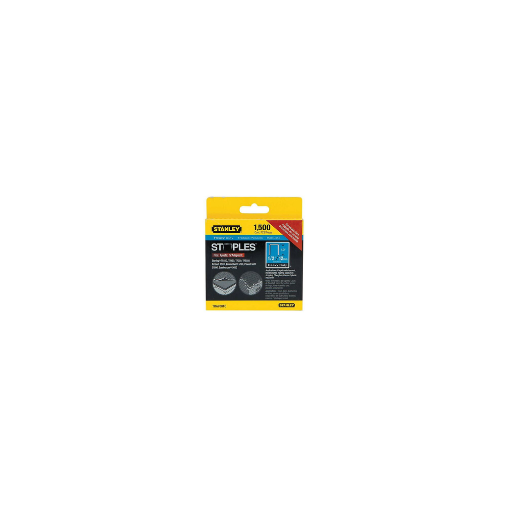 STANLEY HEAVY DUTY NARROW CROWN STAPLES 1/2" - 1,000 PACK