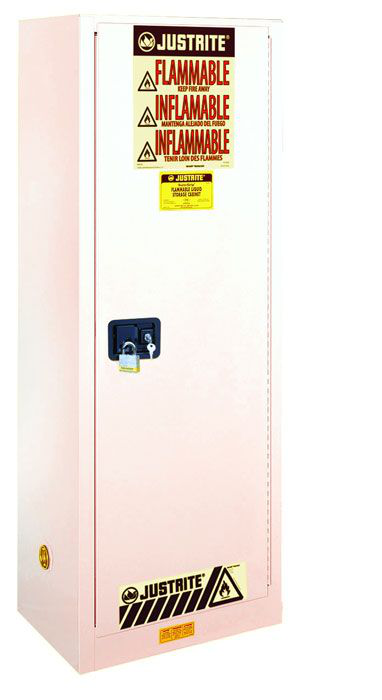 22 Gallon, 3 Shelves, 1 Door, Self Close, Flammable Cabinet, Sure-Grip® EX Slimline, White - 892225