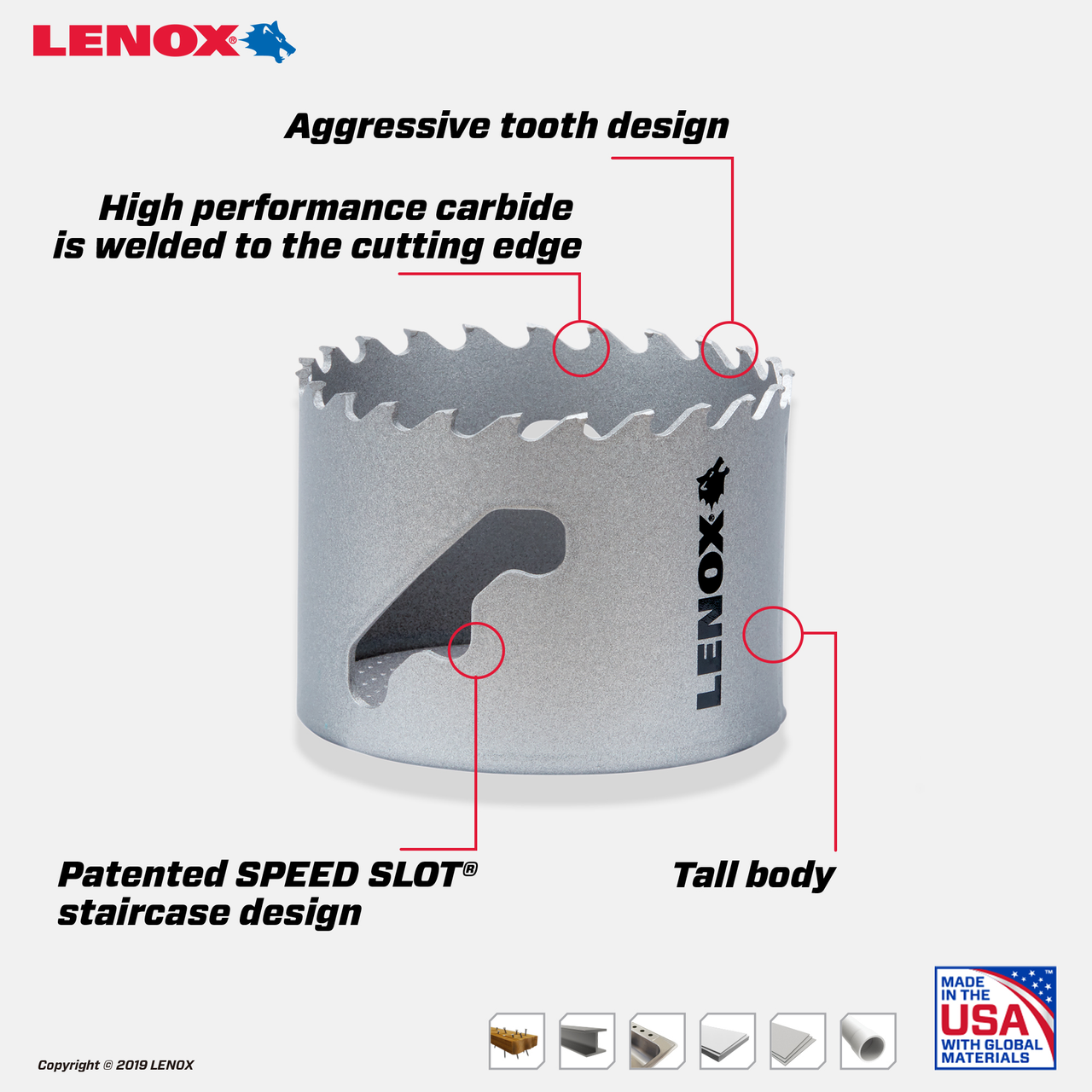 LENOX Carbide Hole Saw, 2 1/2-Inch64 Mm)