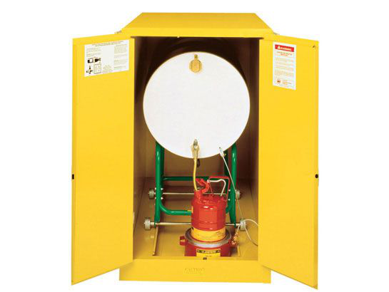 55 Gallon, 1 Drum Horizontal, 2 Doors, Manual Close, Flammable Cabinet with Cradle Track, Sure-Grip® EX, Yellow - 899300