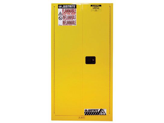 60 Gallon, 2 Shelves, 2 Doors, Self Close, Flammable Cabinet, Sure-Grip® EX, Yellow - 896020