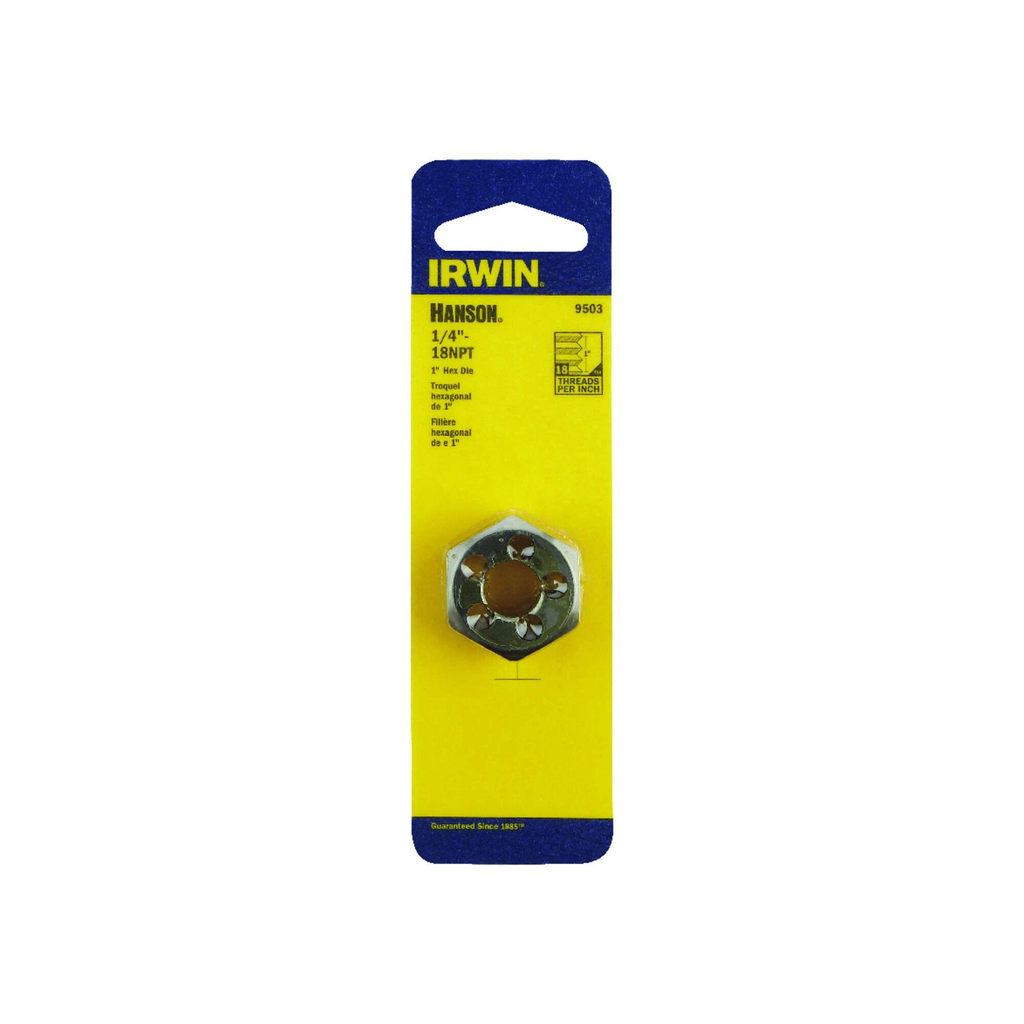 IRWIN DIE 1/4"-18NPT 1" HEX  (P/N 9503ZR)