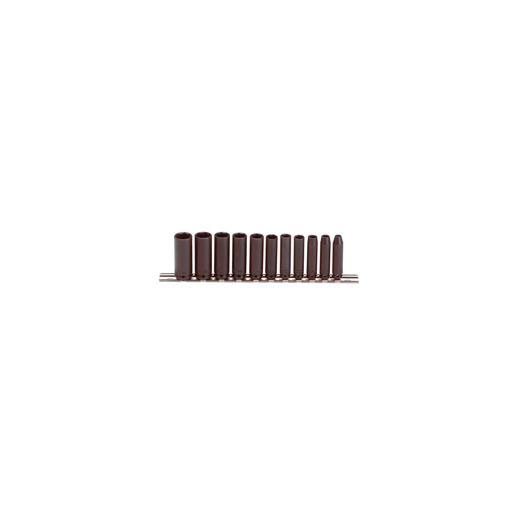 Proto® 1/4" Drive 11 Piece Metric Deep Impact Socket Set - 6 Point 1/ea