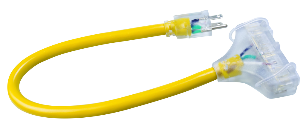 Southwire 2ft 12/3 SEOW Polar/Solar®  Three-Way Power Block (Yellow) 12/BX