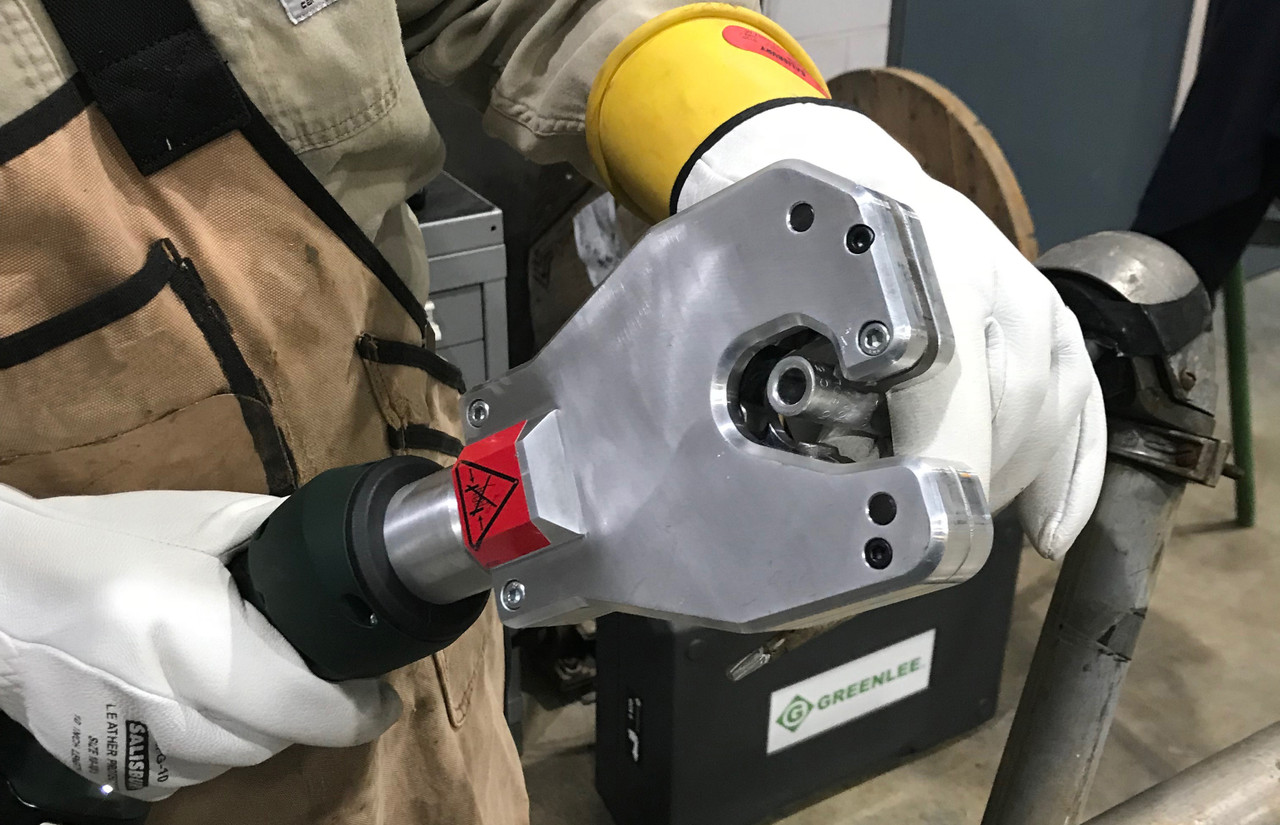 GREENLEE 6 Ton Flip Top Inline Quad Crimper, Li-Ion, Standard, 120V