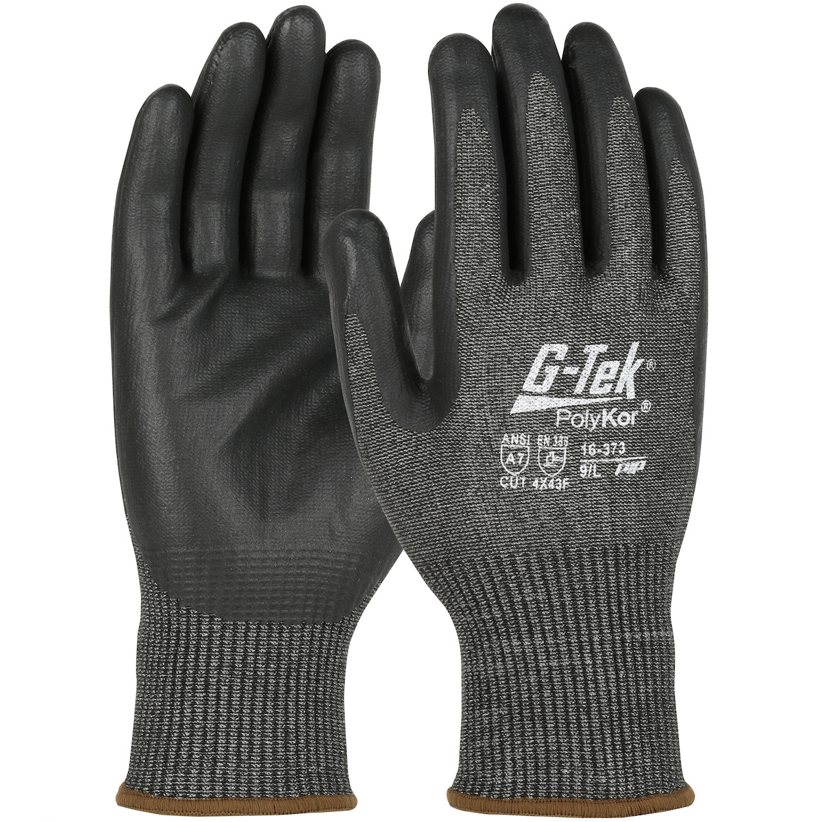 G-Tek® PolyKor® 16-373  Cut Resistant Gloves, Size 2XL, Black, ANSI A7