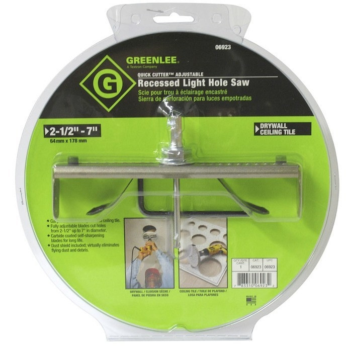 GREENLEE Quick Cutter Recessed Hole Saw, Adjustable in 1/2" Increments for Cuts of 2-1/2" to 7"
