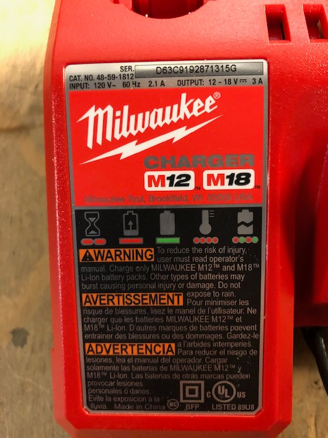 Milwaukee M12/M18 MULTI VOLTAGE CHARGER (P/N 48-59-1812)  (P/N 48-59-1812 Open Box)