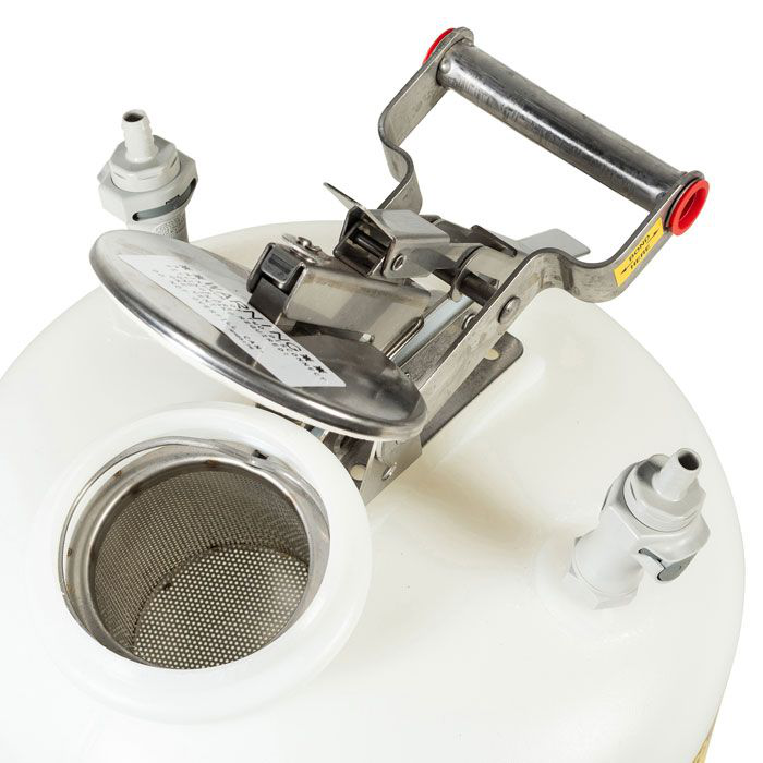 2 Gallon, Polyethylene Quick-Disconnect Disposal Safety Can, Polypropylene Fittings for 3/8" Tubing, White - PP12752