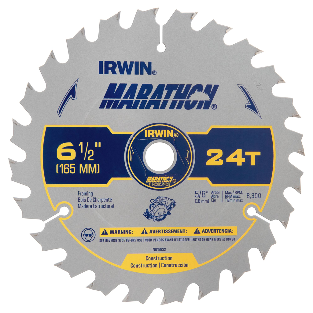 IRWIN 3SAW BLD 6-1/2" 24T CORDLESS MARATHON BK