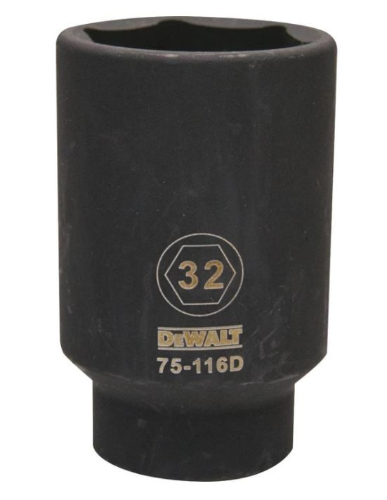 DEWALT 6 Point 1/2" Drive Deep Impact Socket 32Mm