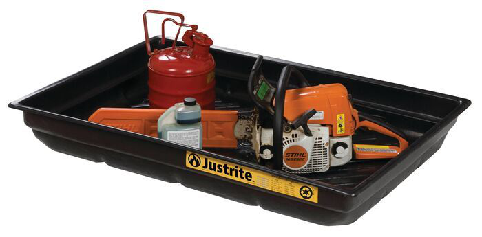 47.5"W x 23"D x 5.5"H, 20 Gallon Spill Capacity, Spill Tray for Indoor/Outdoor Use, EcoPolyBlend™, Black - 28717