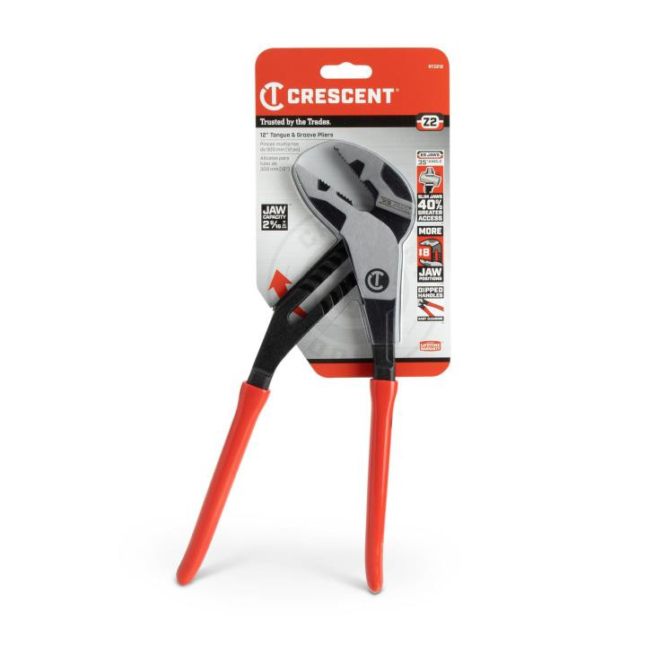 Z2 PLIER,12"STRAIGHT JAW,T&G,DIPPED HNDL