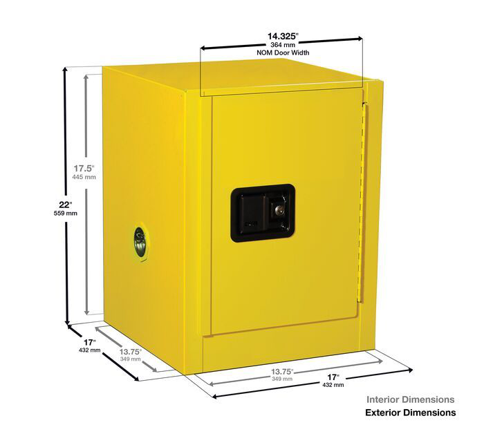 4 Gallon, 1 Shelf, 1 Door, Self Close, Corrosives/Acid Steel Safety Cabinet, Sure-Grip® EX Countertop, Blue - 890422
