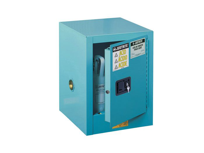 4 Gallon, 1 Shelf, 1 Door, Manual Close, Corrosives/Acid Steel Safety Cabinet, Sure-Grip® EX Countertop, Blue - 890402