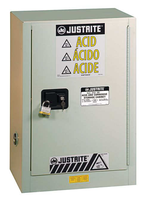 15 Gallon, 1 Shelf, 1 Door, Manual Close, Right Hinge, Corrosives/Acids Safety Cabinet, ChemCor® Under Fume Hood, Light Neutral - 8825072