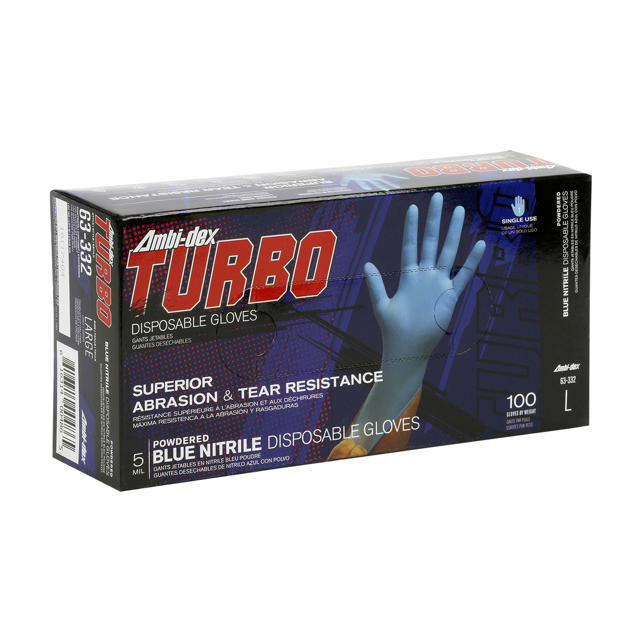 Ambi-dex® Turbo 63-332  Disposable Gloves, Size XL, Blue