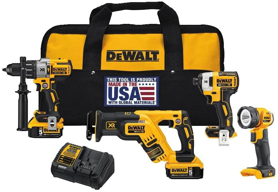 DEWALT 20V MAX* XR Cordless Drill Combo Kit, 4-Tool