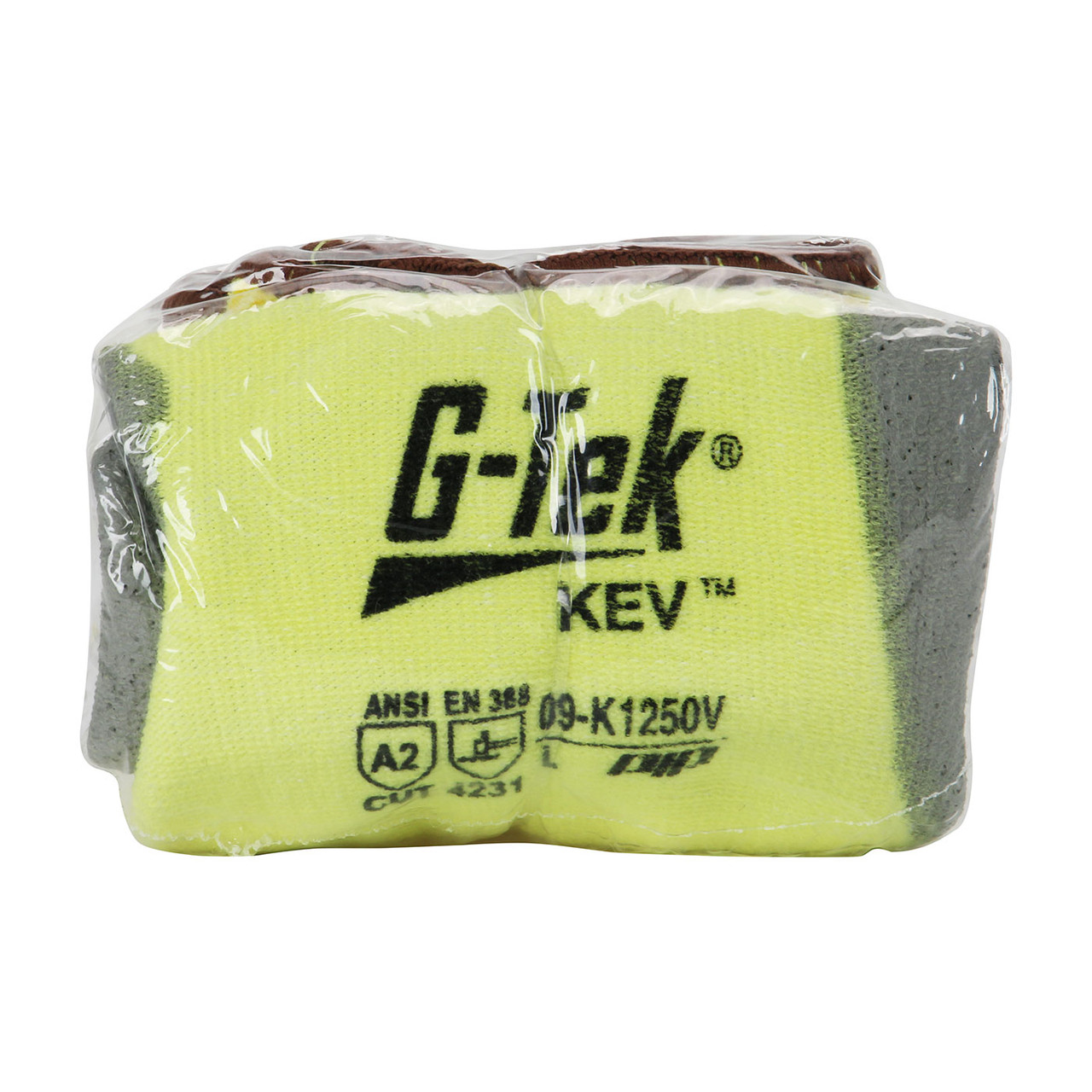 G-Tek® KEV™ 09-K1250V  Cut Resistant Gloves, Size S, Yellow, ANSI A2