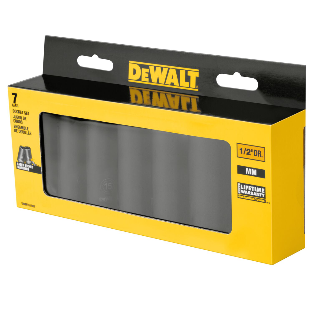 DWT 1/2IN DR 7PC DP IMPACT SOCKET SET MM