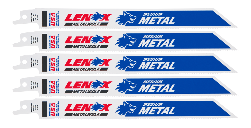 LENOX Tools Metal Cutting Reciprocating Saw Blade with Power Blast Technology, Bi-Metal, 8-Inch, 18 TPi, 5/Pk