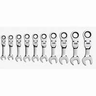 10 Pc. Stubby Flex Combination Ratcheting Wrench Set Metric