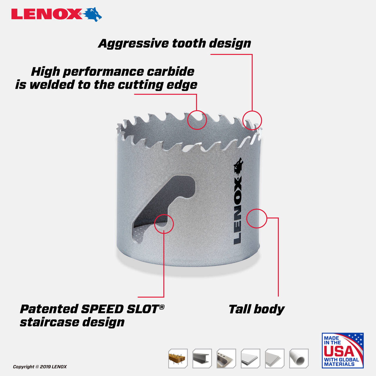 LENOX Carbide Hole Saw, 2 1/4-Inch57 Mm)