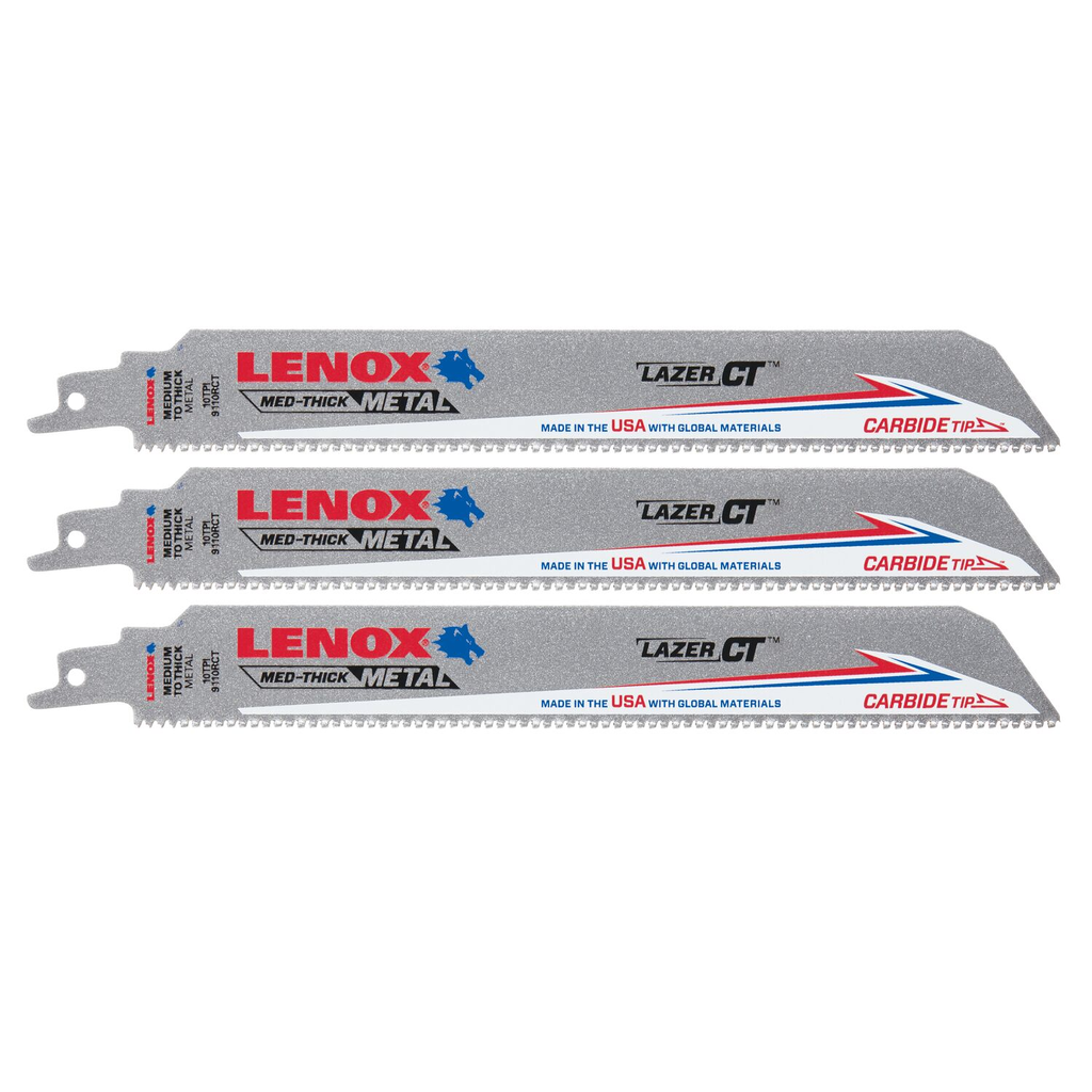 9 in. x 1 in. LAZER CT(TM) 10 TPI Carbide Tipped Reciprocating Saw Blades (3 PK)