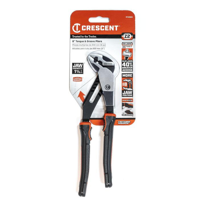 Z2 PLIER,8",STRAIGHT JAW,T&G,CUSH GRIP