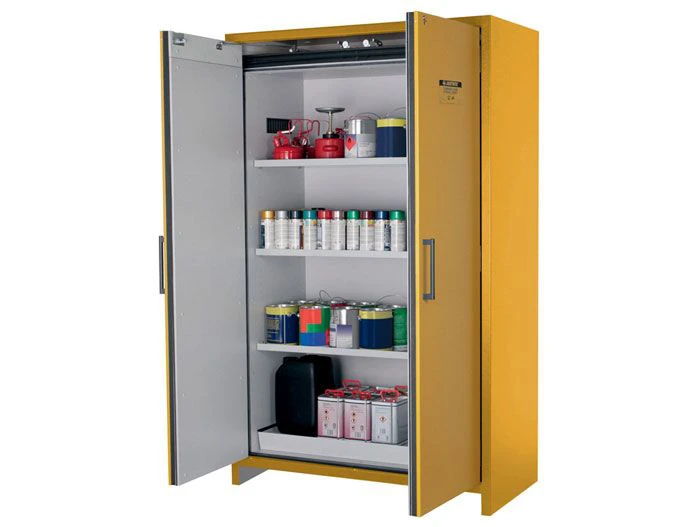 45 Gallon, 3 Shelves, 2 Hybrid-Close Doors, 90-Minute EN Flammable Safety Cabinet, Yellow - 22607