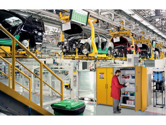 45 Gallon, 3 Shelves, 2 Hybrid-Close Doors, 90-Minute EN Flammable Safety Cabinet, Yellow - 22607