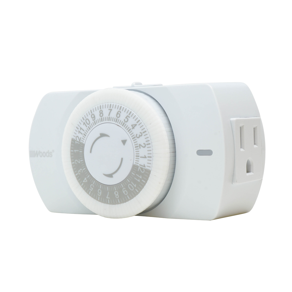 Woods TIMER, INDOOR HEAVY DUTY MECHANICAL, 1 GROUNDED OUTLET, CENTER BAR DESIGN 6/BX