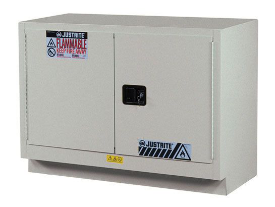 23 Gallon, 1 Shelf, 2 Doors, Self Close, Flammable Cabinet, Sure-Grip® EX Under Fume Hood, Silver - 883620