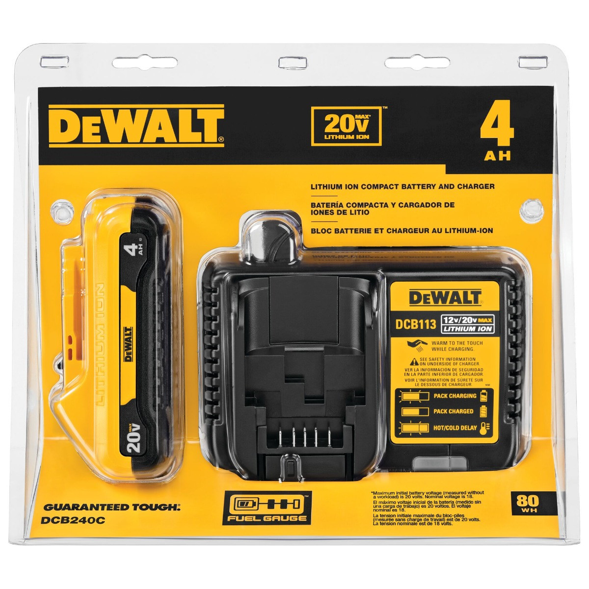 DEWALT 20V MAX** Battery, Compact Starter Kit, 4.0-Ah