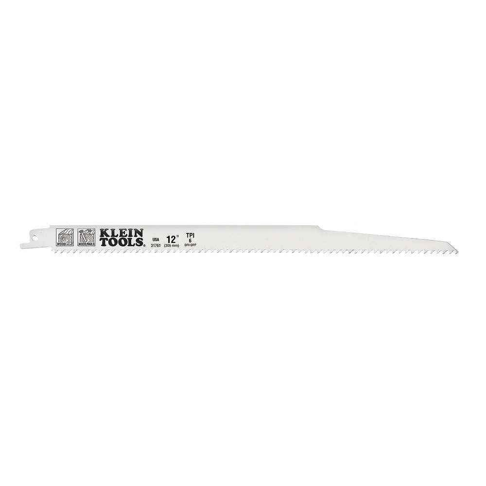 Klein 12" Reciprocating Saw Blades, 6 TPI, 5 Pk