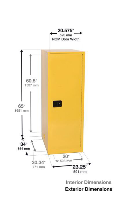 54 Gallon, 3 Shelves, 1 Door, Manual Close, Flammable Cabinet, Sure-Grip® EX Deep Slimline, Red - 895401