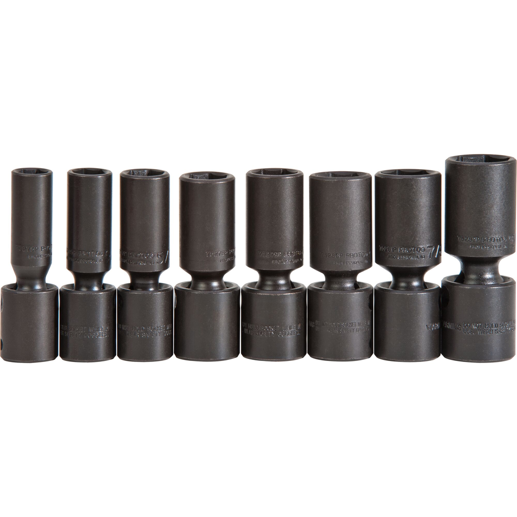Proto® 1/2" Drive 8 Piece Deep Universal Impact Socket Set - 6 Point 1/ea